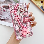cheap iPhone Cases-Phone Case For Samsung Galaxy iPhone 16 iPhone 15 Pro Max Plus iPhone 14 13 12 11 Pro Max Plus Mini SE Wallet Case for Women Girl with Stand Holder Magnetic Bling Glitter Shiny Flower Floral TPU