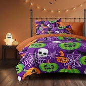 economico Set copripiumino-set copripiumino collezione halloween set 3 pezzi jack o lantern zucca super morbido delicato sulla pelle di lunga durata
