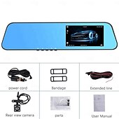 billige Bil-DVR-L1043 1080p Nytt Design / HD / med bakkamera Bil DVR 170 grader Bred vinkel 4 tommers IPS Dash Cam med Nattsyn / G-Sensor / Parkeringsmodus 4 infrarøde LED Bilopptaker