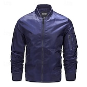 preiswerte Herrenjacken &amp; Herrenmäntel-Herren Bomberjacke übergangsjacke Ausgehen Tasche Frühling &amp; Herbst Einfach Klassisch Stehkragen Regulär Schwarz Gelb Rot Königliches Blau Hellgrau Jacken
