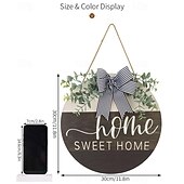 cheap Wreaths &amp; Garlands-1pc Crafting 12 Inches Welcome Sigh For Front Door Big Wooden Wreath Welcome Wreath Farmhouse Front Door Decoration Housewarming Gift for Home Outdoor Indoor
