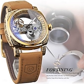 abordables Montres mécaniques-Montre mécanique FORSINING pour homme mode décontractée automatique à remontage automatique phase de lune lumineuse étanche en acier