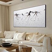 preiswerte Landschaftsgemälde-3D-Ölgemälde mit Bergmotiv, handgemalt, dickes Strukturölgemälde, beige-weißes Gemälde auf Leinwand, abstraktes strukturiertes Ölgemälde für Wandkunst, Gemälde für Wohnzimmer