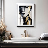 preiswerte Abstrakte Gemälde-handgemaltes abstraktes Pattle Knife Frauengesicht Ölgemälde Wandkunst weibliche Figur Wandkunst Gold- und Weißgemälde handgemachte Wandkunst Frauenkunst Ölgemälde für Wandkunst moderne Wohnkunst