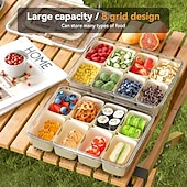 ieftine Depozitare de Bucătărie-recipient cutie pentru gustari tava de servire divizata cu capac, organizator portabil pentru platouri de gustare, recipient pentru gustari cu 8 compartimente recipiente pentru depozitarea alimentelor, pastreaza-ti bomboane, chipsuri proaspete.