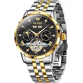 baratos Relógio Automático-nova marca olevs moda masculina europeia tendência relógio de negócios calendário luminoso indicação de 24 horas semana relógio mecânico multifuncional pulseira de aço à prova d&#039;água esportes relógio