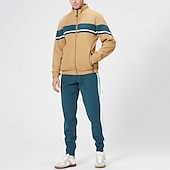 رخيصةأون بذلات رياضية أساسية-رجالي بدلة رياضية بذلة رياضة سويت شيرت بسحاب كامل أسود أخضر كاكي رقبة طوقية مرتفعة ألوان متناوبة بقع قطعتين الرياضة &amp; في الخارج مناسب للبس اليومي مناسب للعطلات أناقة الشارع أساسي كاجوال ربيع &amp; الصيف