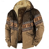 cheap Vintage Ethnic Hoodies-Men&#039;s Animal Color Block Hoodie Hoodies Sweatshirt Full Zip Hoodie Long Sleeve Hooded Sweatshirt Hooded Designer 3D Print Casual Daily Holiday Brown Brown 2 Zipper Print Winter Designer