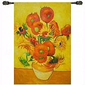 preiswerte Jacquardgewebte Wandteppiche-Jacquardgewebter Wandteppich, Gobelin, Aubusson-Wandkunst, großer Wandteppich, Reproduktion, Webstuhl, Baumwollgewebe, Sonnenblumen, belgischer Wandteppich (ohne Quasten und Stange)