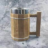 cheap Medieval-1pc Antique Viking Beer Mug - Wooden Barrel Cup with Stainless Steel Liner - Perfect Gift for Beer Lovers