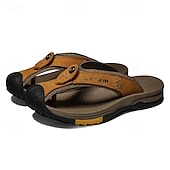 billige Utendørs sandaler-brune utendørs flipflops for menn med slitesterk såle – komfortable og lette sandaler for fotturer, strand og fritidsklær