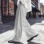 cheap Business-Men&#039;s Dress Pants Linen Pants Trousers Summer Pants Beach Pants Front Pocket Pleats Straight Leg Plain Comfort Breathable Full Length Casual Daily Holiday Fashion Basic Black White Micro-elastic