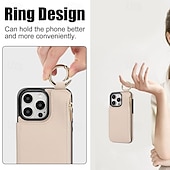 cheap iPhone Cases-Phone Case For iPhone 16 iPhone 15 Pro Max Plus iPhone 14 13 12 11 Pro Max Plus Mini SE Back Cover with Stand Holder Card Slot Ring Buckle Retro PC PU Leather