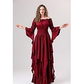 levne Šaty-Retro Středověké Renesanční Šaty Šaty inspirované Regency Ren Faire Viking Elfí Dámské Keltské Fantazie Plesová maškaráda Večírek Dospělí Šaty