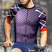 economico Maglie da uomo-Men's Cycling Jersey Color Block Geometic Short Sleeve Bike Tee Tshirt Jersey Top with 3 Rear Pockets Mountain Bike MTB Quick Dry Breathable Sports Red Navy Blue Blue Clothing Apparel