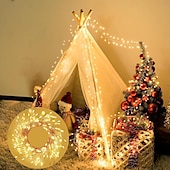 cheap Solar String Lights-Solar Waterproof Copper Wire String Lights LED Firecracker Lights 6m 200LEDs Indoor Outdoor Holiday Garden Christmas Party Halloween Decoration Multi Color Lights