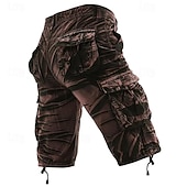 abordables Clásico-Hombre Pantalones cortos tácticos Pantalón Corto Cargo Pantalón corto Botones Multi bolsillo Plano Listo para vestir Longitud de la rodilla Exterior Diario Acampada y Senderismo Moda Clásico Negro