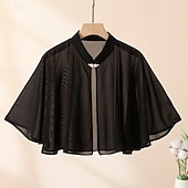 billige Sjal-Sjal til kvinner Elegant Luksus Ermeløs Chiffon Bryllup Wrap Med Ren Farge Til Bryllup Sommer