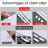 cheap Office Supplies-Paper Clam Clip Dispenser Handheld File Document Clipper with 50 Reuseable Stainless Steel Refill Clips for Home Office School