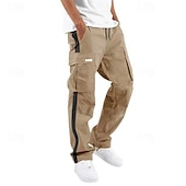 cheap Cargo Pants-Men&#039;s Cargo Pants Cargo Trousers Drawstring Elastic Waist Multi Pocket Stripe Wearable Outdoor Daily Camping &amp; Hiking Fashion Classic Black White