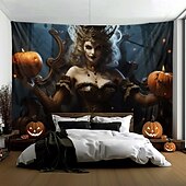tanie Dekoracja Halloween-dekoracje halloween dziewczyna duch wiszący gobelin sztuka ścienna duży gobelin dekoracja ścienna tło zdjęcia koc zasłona dom sypialnia salon