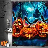 cheap Halloween Shower Curtains-Halloween Shower Curtain with Hooks for Bathroom Shower Curtain  Bathroom Decor Set Polyester Waterproof 12 Pack Plastic Hooks Skull Heads