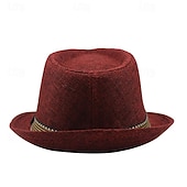 olcso Fedora kalap-Férfi Kentucky Derby Hat Szalmakalap Bulikalap Fekete Bor Bmbuszrost Divat Alkalmi Utca Napi Sima Fényvédő Légáteresztő