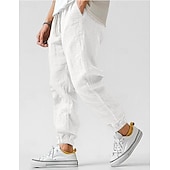 economico Classico-Per uomo Pantaloni di lino Pantaloni Pantaloni estivi Vita elastica Gamba dritta Alto aumento Tinta unica Comfort Traspirante Lunghezza intera Matrimonio Per eventi Festività Di tendenza Grigio verde
