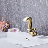 billige Baderomskraner-Vaskekran for baderom - Foss Antikk Messing Centersat Enkelt Håndtak Et HullBath Taps