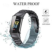 tanie Paski do zegarków Fitbit-Pasek do inteligentnego zegarka kompatybilny z Fitbit Charge 6 / Fitbit Charge 5 Pasek do smartwatcha ze stali nierdzewnej z narzędziem do usuwania Wymienna opaska sportowa Opaska na nadgarstek z