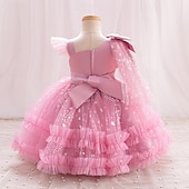 levne Párty šaty-Batole Dívčí Šaty na párty Pevná barva Bez rukávů Svatební Párty Princeznovské Polyester Léto Jaro 4-7 let Šampaňská Světlá růžová Fialová