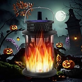 preiswerte Halloween Requisitenbeleuchtung-Solarlaternen für den Außenbereich, wasserdicht, flackernde Flamme, LED-Hängelaternen, dekorative Solarleuchten für den Außenbereich, für Garten, Terrasse, Weg, Hof, Halloween, Innen- und Außendekoration, 1 Stück