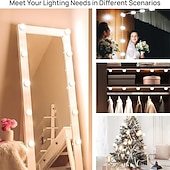 economico Lampadine LED a sfera-luci di cortesia a led per specchio luci di cortesia attaccate con 10 lampadine dimmerabili 3000k 4000k 6500k 3 modalità colore luminosità dimmerabile cavo usb attaccare per la toeletta corpo bagno