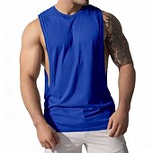 preiswerte Fitness Tank-Tops-Herren Tank Top Shirt Unterhemden Ärmellos Rundhalsausschnitt Frühling Sommer Glatt Modisch Designer Basic Sexy Urlaub Strasse Ausgehen Hellblau Weiß Rosa Top T-Shirt für Herren