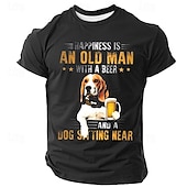 abordables T-shirts amusants pour hommes-T-shirt graphique drôle pour homme - Le bonheur est un vieil homme de la bière et un chien - T-shirt de style de vie à manches courtes