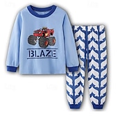 billiga Kläder för pojkar-Pojkar 3D Grafisk T-shirtset T-shirt &amp; Legging Långärmad Vår Höst Dagligen Ledigt Komfort Barn 4-12 år Rund hals Semester Skräddarsydd passform