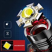 abordables Luces de acampada-Linterna frontal portátil con sensor recargable por USB, linterna frontal con zoom superbrillante e impermeable para pesca y acampada al aire libre