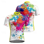 preiswerte Radtrikot Herren-Herren Radtrikot Graffiti Kurzarm Fahhrad T-Shirt Trikot mit 3 Gesäßtaschen Mountainbike MTB Schnelltrocknend Anatomisches Design Feuchtigkeitsableitend Atmungsaktiv Sport Weiß Gelb Blau Bekleidung