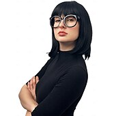 economico Parrucche storiche-Incredibile parrucca Edna Mode parrucca bob nera con frangia parrucca degli anni &#039;20 costume parrucche flapper 1920 per donne - parrucca ragazza costume cosplay per donne parrucche di Halloween