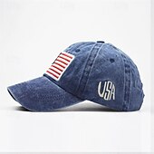 お買い得  メンズ ベースボールキャップ-男性用 ベースボールキャップ 日よけ帽 トラッカーハット ブラック イエロー コットン 刺繍 ファッション カジュアル ストリート 日常 アメリカの米国旗 調整可能 サンスクリーン 高通気性