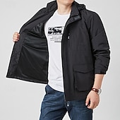 cheap Men&#039;s Jackets &amp; Coats-Men&#039;s Outdoor Jacket Transition Jacket Hiking Removable Multiple Pockets All Seasons Plain Casual Hooded Regular Black Khaki Dark Blue Gray Jacket