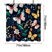 olcso Zuhanyfüggönyök-Zuhanyfüggöny kampókkal 180cm*180cm (70&quot;*70&quot;) poliészter mosható vízálló növény virág mintával fürdőszoba kád dekor