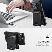 お買い得  iPhone用ケース-電話 ケース 用途 iPhone 16 iPhone 15 プロマックスプラス iPhone 14 13 12 Pro Max Plus バックカバー スタンド付き 磁石バックル ワイヤレス充電をサポート レトロ風 TPU PUレザー