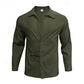 preiswerte Herrenhemd zum Knöpfen-Herren Hemd Sommerhemd Freizeithemd Strandhemd Schwarz Weiß Armeegrün Grau Leicht Blau Langarm Einfach Revers Urlaub Hawaiianisch Button-Down Bekleidung Polyester Mode Lässig Bequem