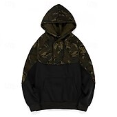 billiga bashuvtröjor för män-Herr Huvtröja Svart Armégrön Huva Färgblock Kamuflasje Lappverk Ficka Sport &amp; Utomhus Dagligen Helgdag Streetwear Grundläggande Ledigt Vår &amp; Höst Kläder Pull Tröjor