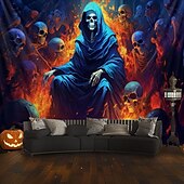 billige Halloween dekorasjon-halloween dekorasjoner grønne hodeskaller hengende billedvev veggkunst stor billedvev veggmaleri dekor fotografi bakteppe teppe gardin hjem soverom stue