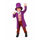 cheap Boys&#039; Costumes-Charlie and the Chocolate Factory Wonka Willy Wonka Cosplay Costume Outfits Cosplay Movie Cosplay for Boys Kid&#039;s Carnival Masquerade Event / Party Masquerade