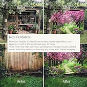 billige landskapsteppe-valentinsdag veggteppe kunst dekor teppe gardin piknik duk hengende hjem soverom stue sovesal dekorasjon natur landskap hage tre blomst blomst sti