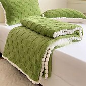 baratos Cobertores de cama-Tuff pom pom cobertor tridimensional corte flores de pelúcia espessamento capa cobertor luz luxo confortável cobertor de flanela