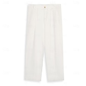 cheap Business-Men&#039;s Dress Pants Linen Pants Trousers Summer Pants Beach Pants Front Pocket Pleats Straight Leg Plain Comfort Breathable Full Length Casual Daily Holiday Fashion Basic Black White Micro-elastic